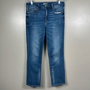 GOOD AMERICAN Good Curve High Waist Straight Leg Jeans Indigo Blue Size 10/30